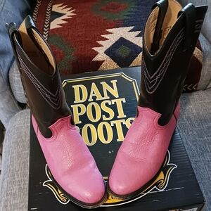 Dan Post Pink and Black Heeled Boots